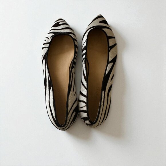 Talbots Zebra Print Pointed Toe Flats | Size 7.5 | Leather & Fur | Made in Brazi - Picture 5 of 9